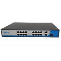 Switch PoE 19 Port HRUI HR901-AF-1621GS tốc độ 10/100M, 2 Uplink, 1 SFP, công suất tổng 300W, Led hiển thị