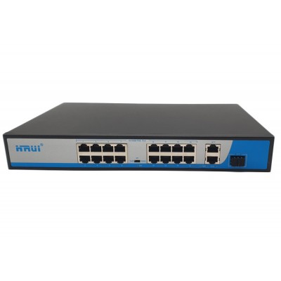 Switch PoE 19 Port HRUI HR901-AF-1621GS tốc độ 10/100M, 2 Uplink, 1 SFP, công suất tổng 300W, Led hiển thị