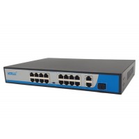 Switch PoE 19 Port HRUI HR901-AF-1621GS tốc độ 10/100M, 2 Uplink, 1 SFP, công suất tổng 300W, Led hiển thị
